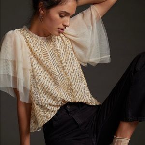 Anthropologie Let Me Be Sequin Top